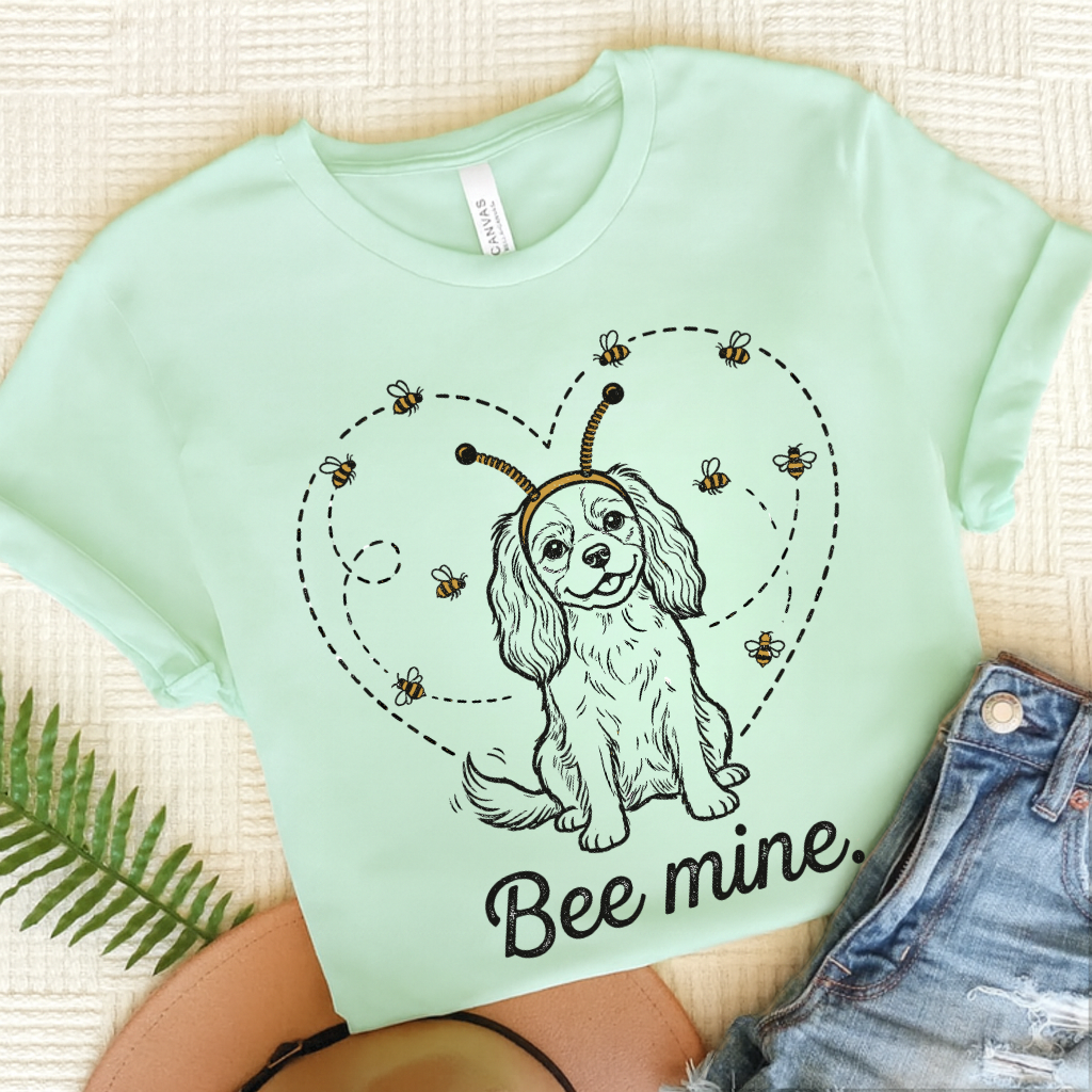 Cavalier Bee Mine Garden Unisex TShirt Heather Mint