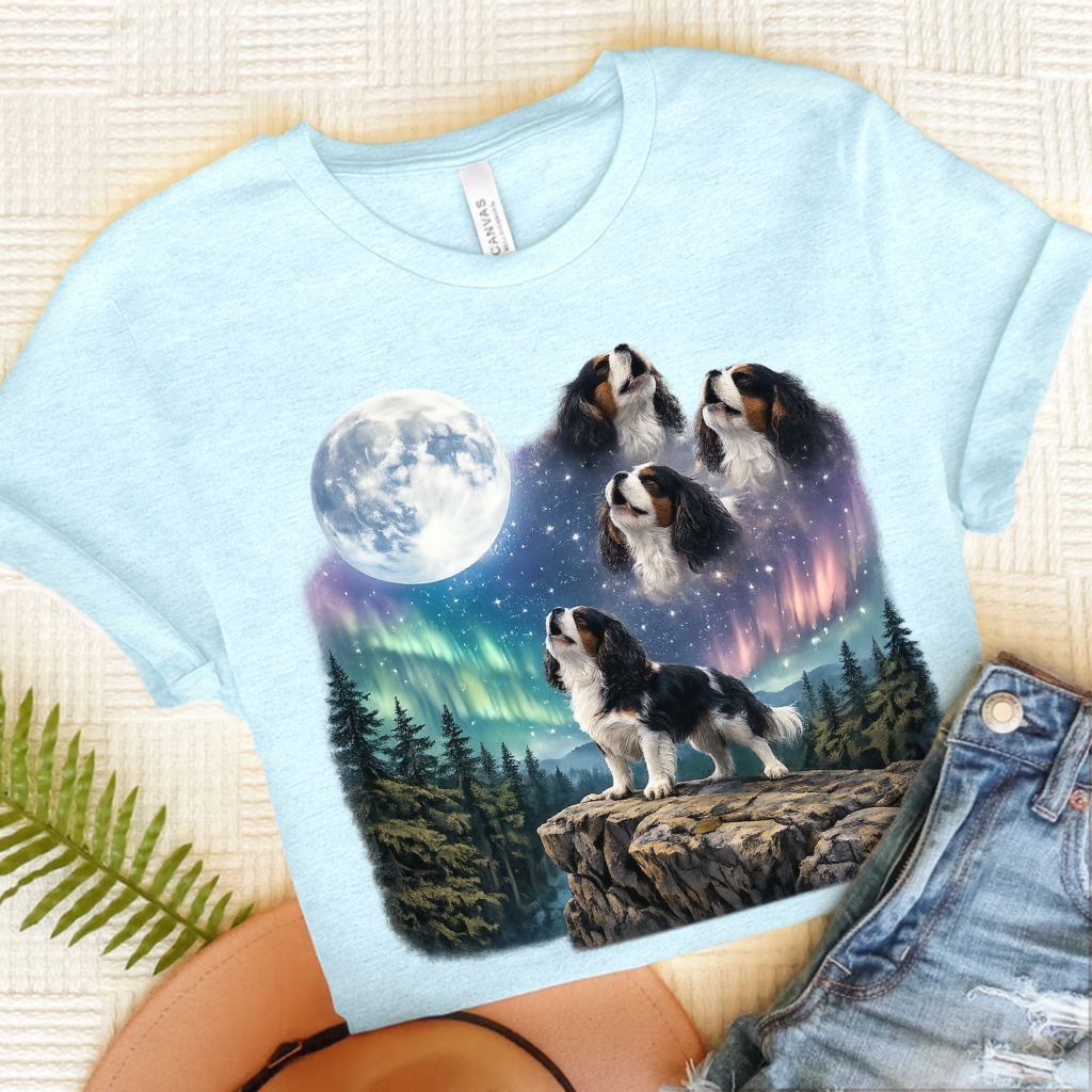 Personalized Cavalier Galaxy Unisex TShirt Heather Ice Blue