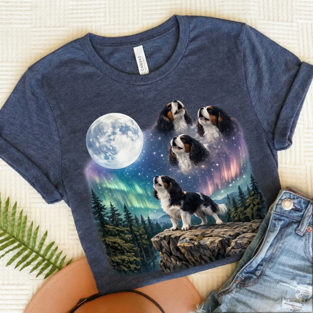 Personalized Cavalier Galaxy Unisex TShirt Heather Navy