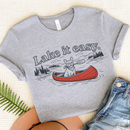 French Bulldog Lake It Easy Unisex TShirt Athletic Heather