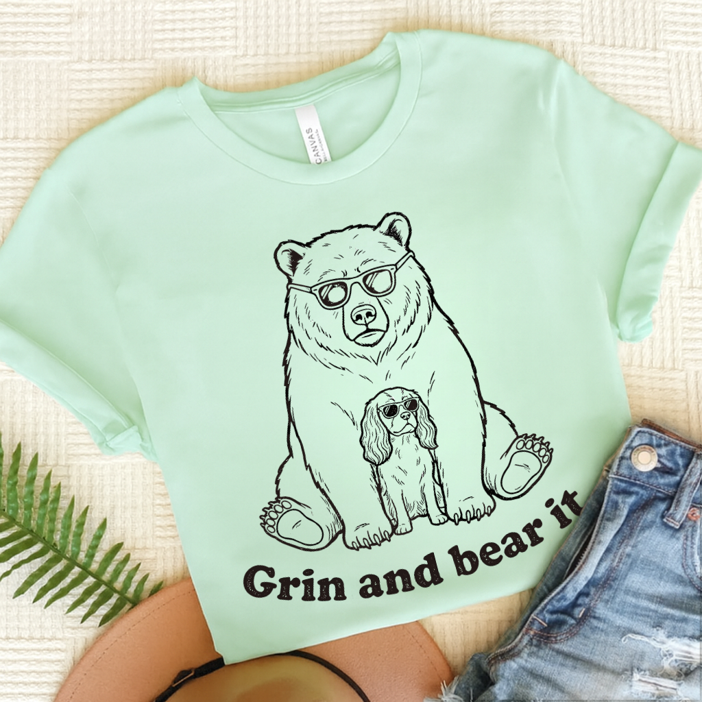 Cavalier Grin Bear It Unisex TShirt Heather Mint