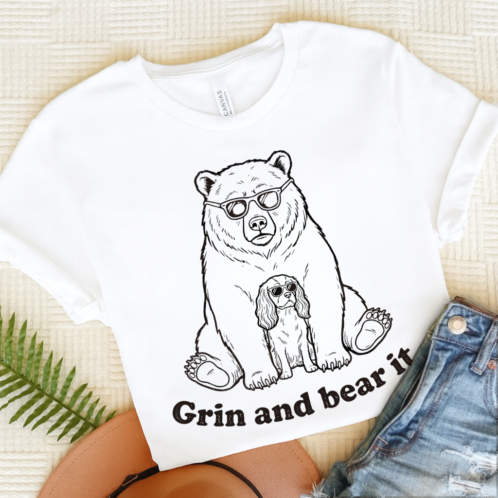 Cavalier Grin Bear It Unisex TShirt White