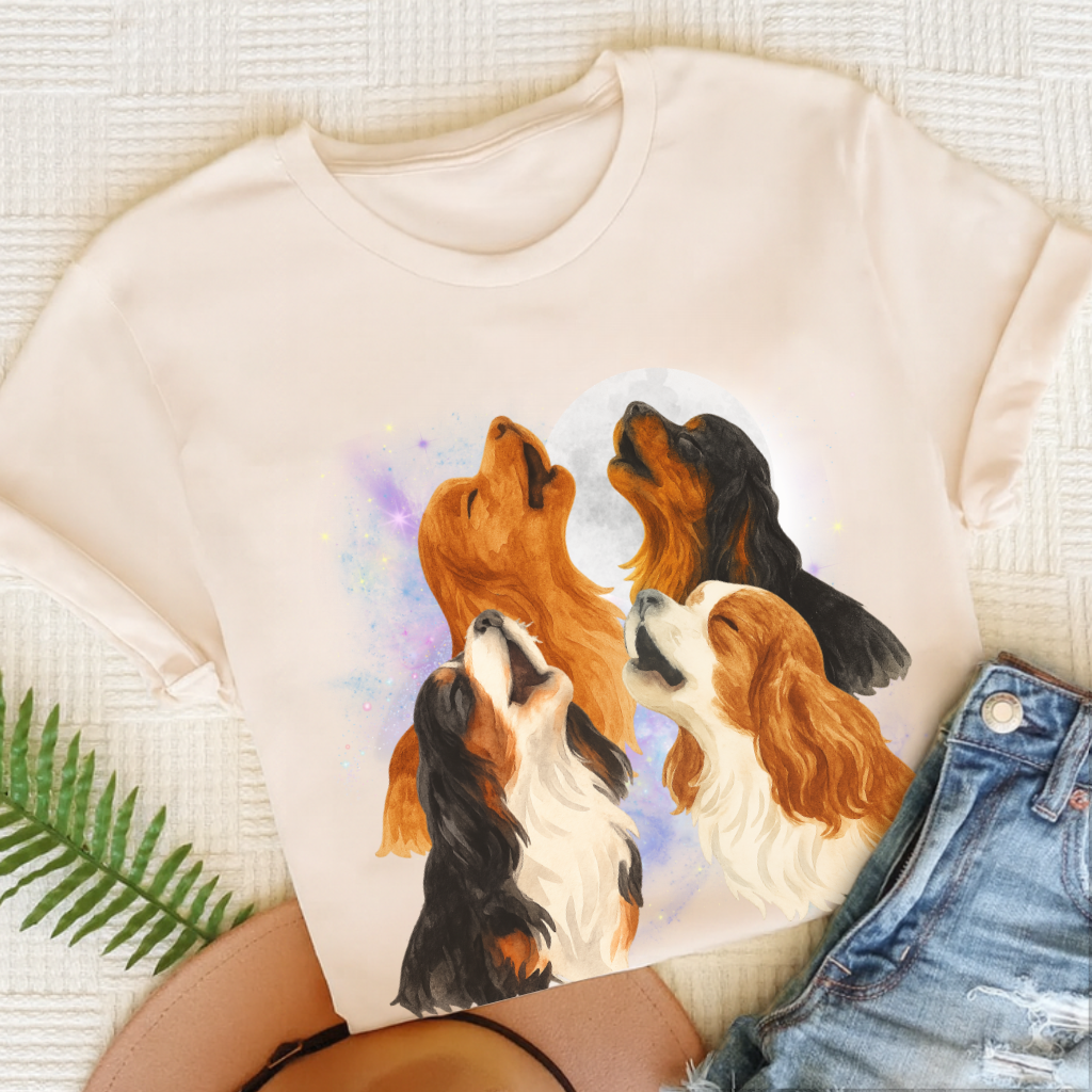 Cavalier King Charles Howling Unisex TShirt Natural
