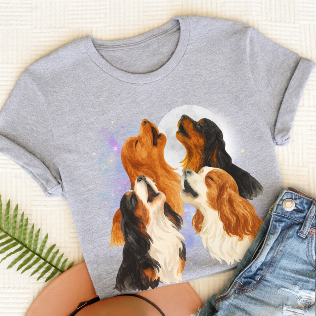Cavalier King Charles Howling Unisex TShirt Sport Grey