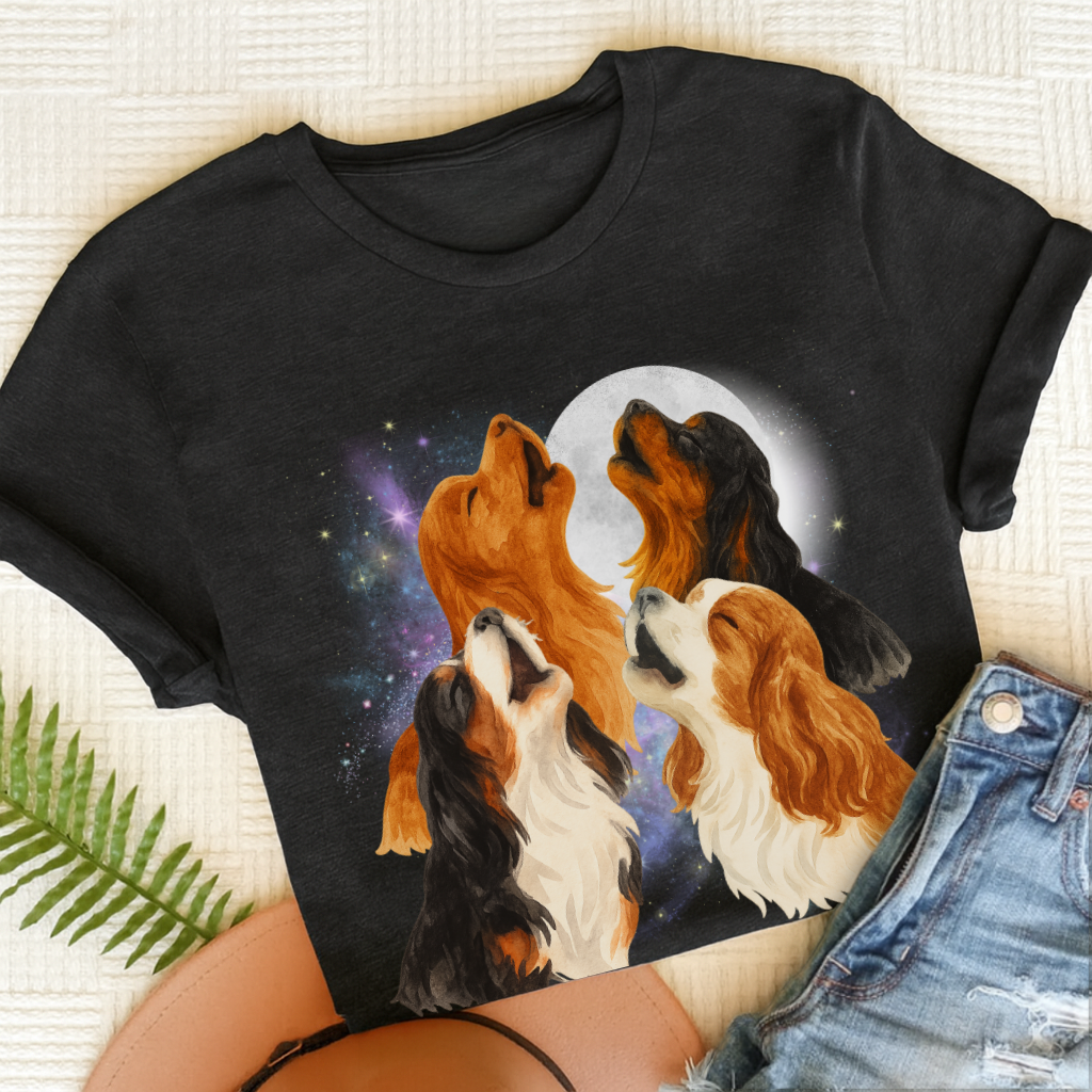 Cavalier King Charles Howling Unisex TShirt Black