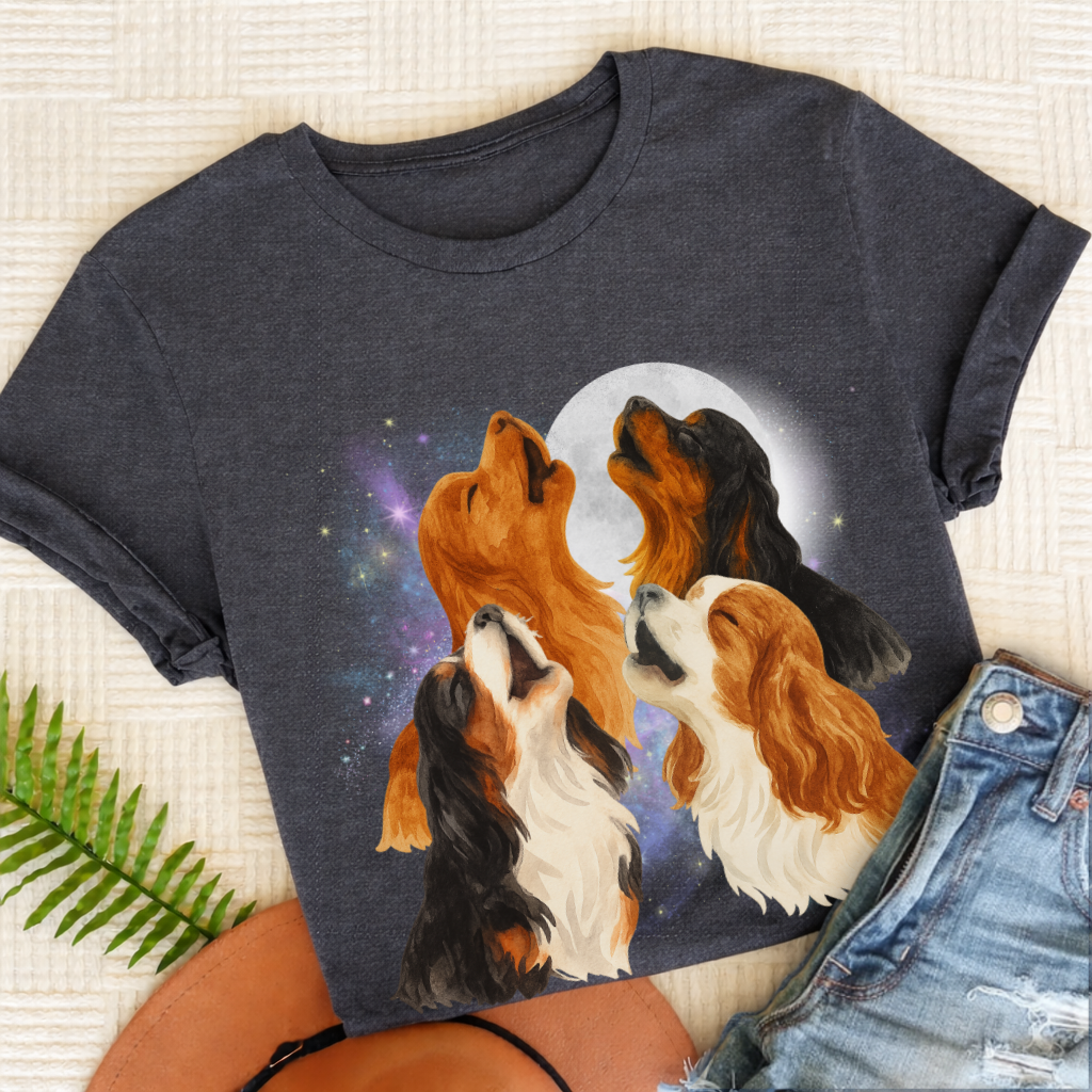 Cavalier King Charles Howling Unisex TShirt Dark Heather