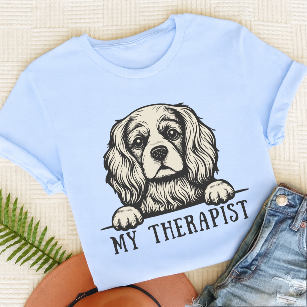 Cavalier King Charles Therapist Unisex TShirt Light Blue