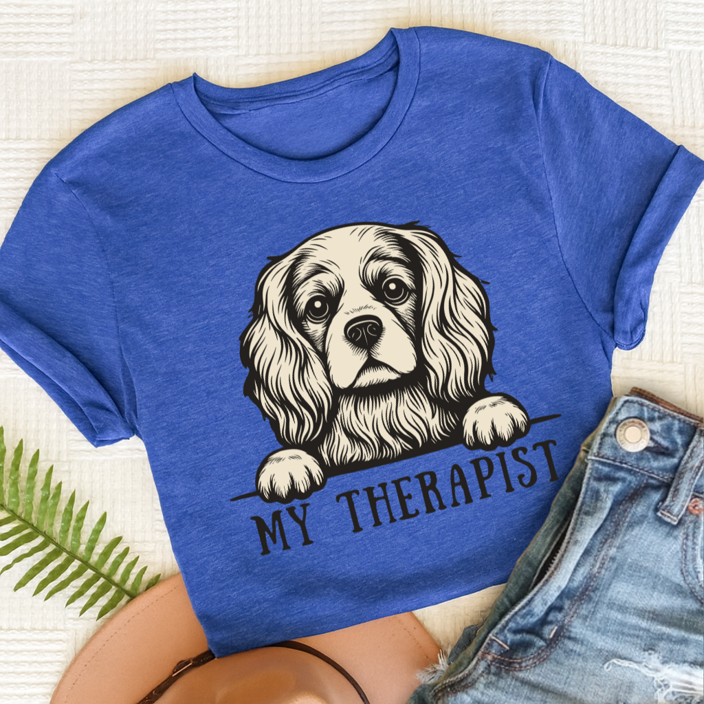 Cavalier King Charles Therapist Unisex TShirt Heather Royal