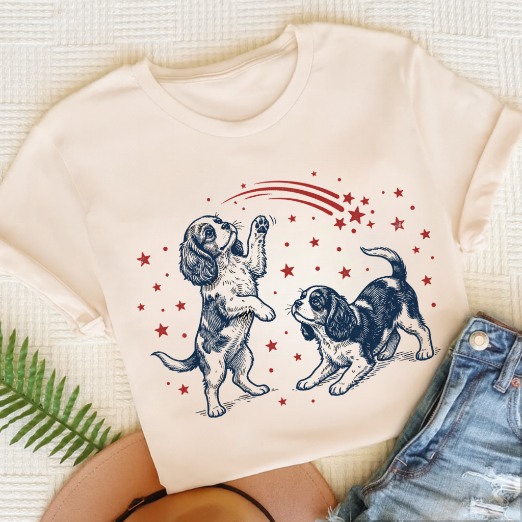 Cavalier USA Stars Unisex TShirt Natural