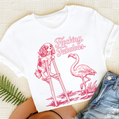 Cavalier King Charles Florida Flamingo Unisex TShirt White
