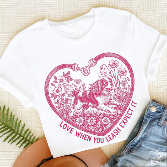 Cavalier Love Leash Unisex TShirt White