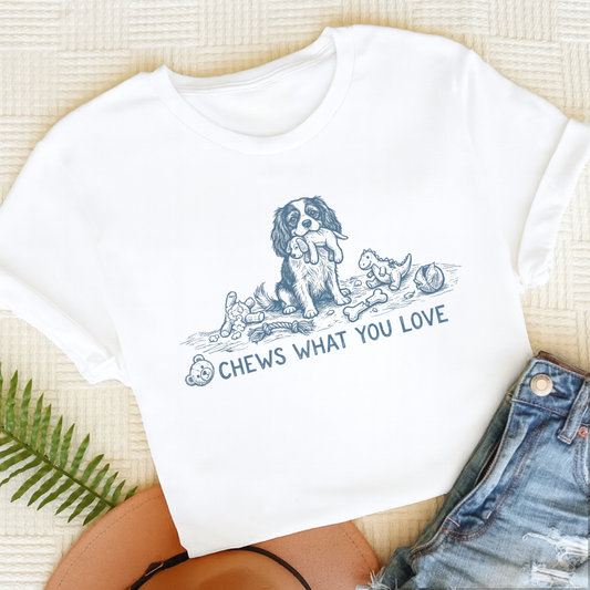 Cavalier Chews Love Unisex TShirt White