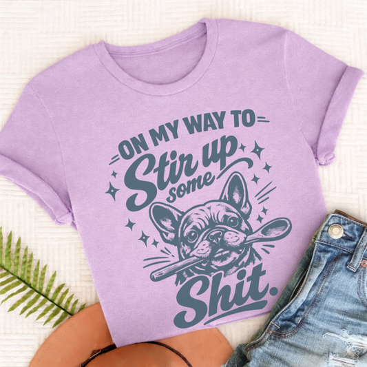 Frenchie Stir Up Unisex TShirt Comfort Colors Orchid