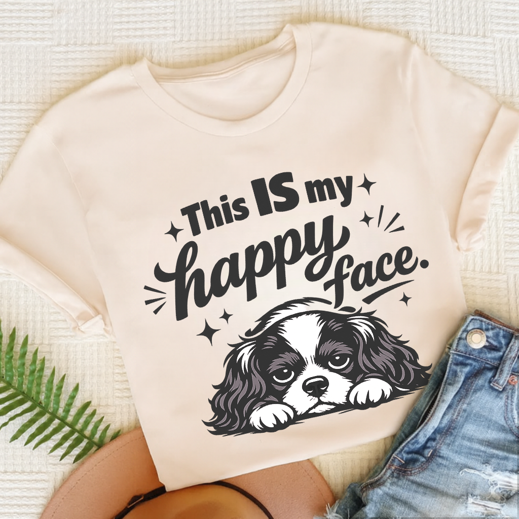 Cavalier Happy Face Unisex TShirt Natural