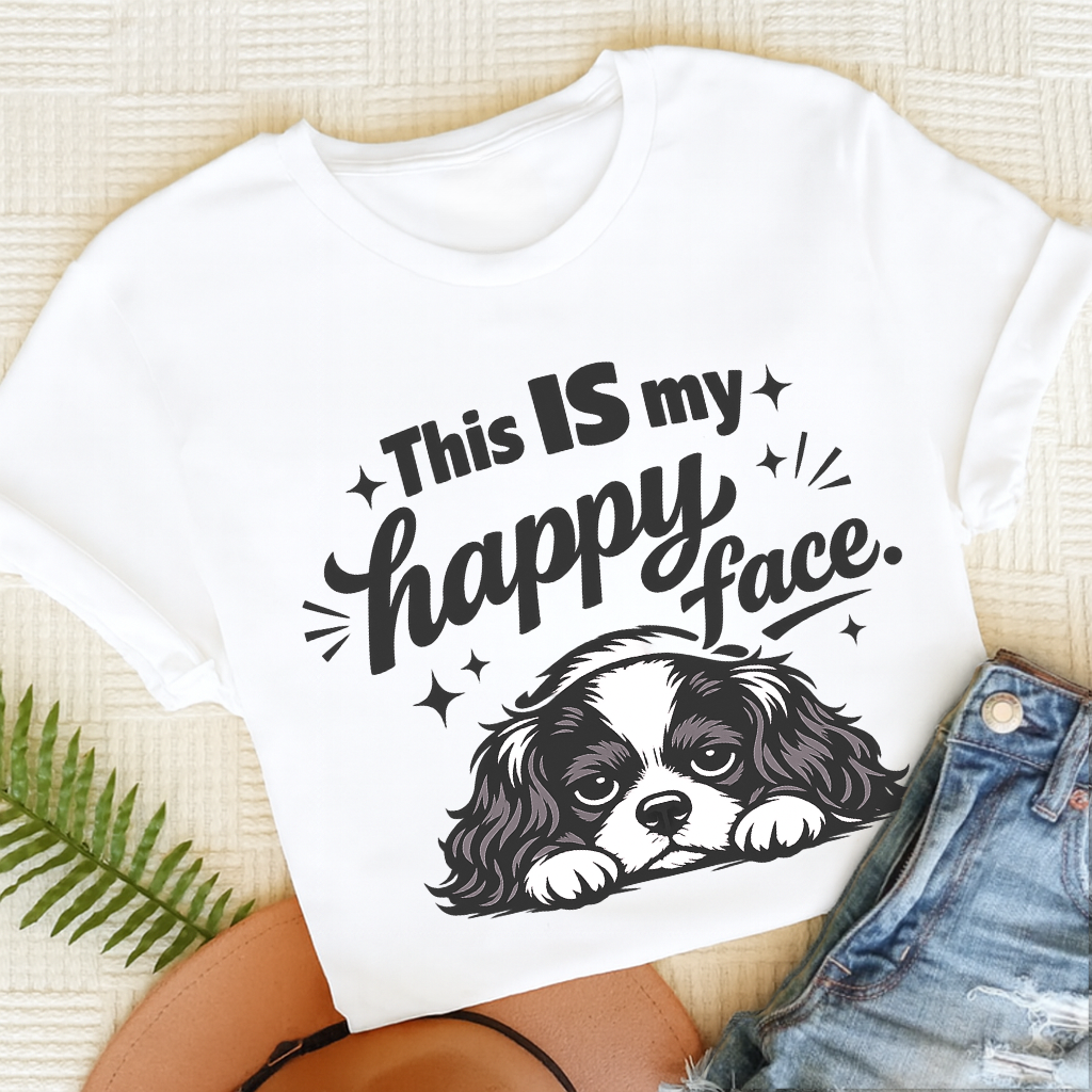 Cavalier Happy Face Unisex TShirt White