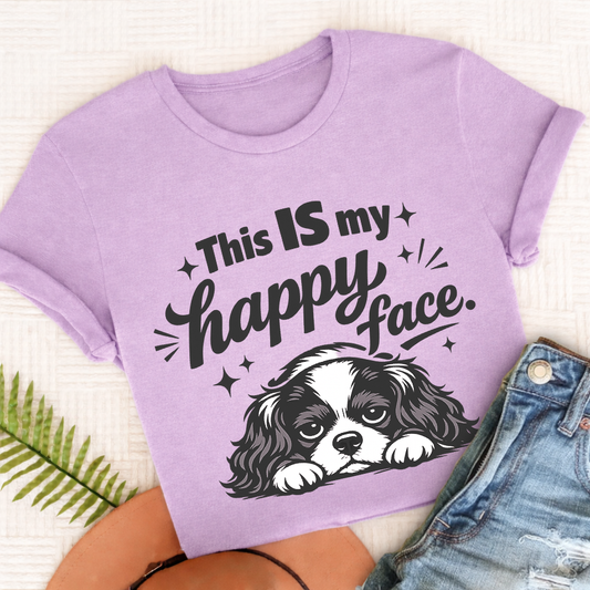 Cavalier Happy Face Unisex TShirt Comfort Colors Orchid