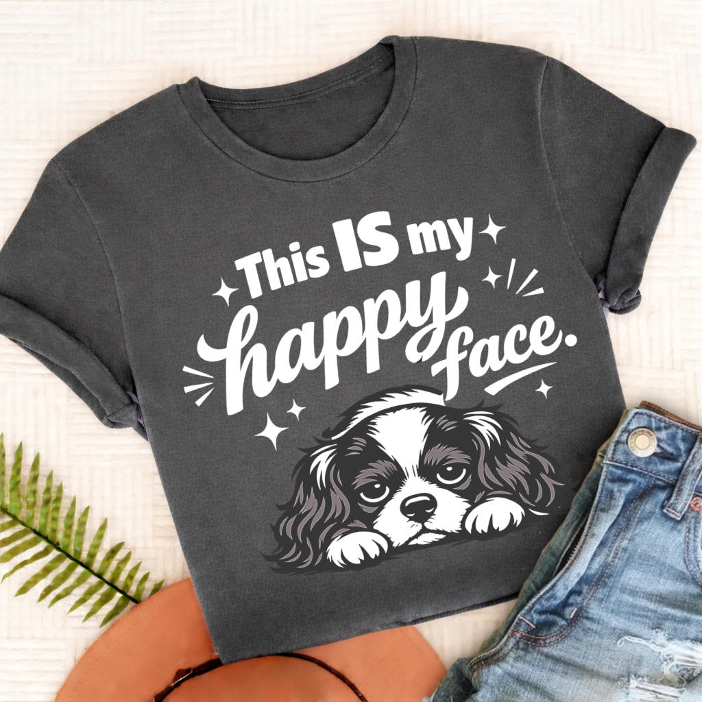 Cavalier Happy Face Unisex TShirt Comfort Colors Pepper
