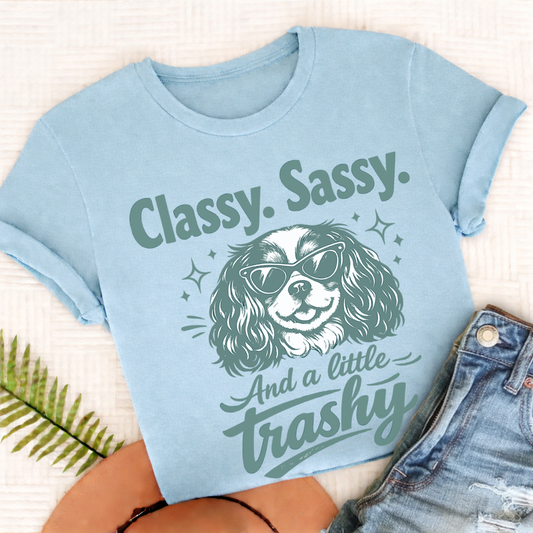 Cavalier Sassy Trashy Unisex TShirt Comfort Colors Chambray