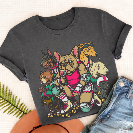 Personalized Frenchie Derby Dogs Unisex TShirt Comfort Colors Pepper