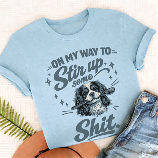 Cavalier King Charles Stir Up Unisex TShirt Comfort Color Chambray