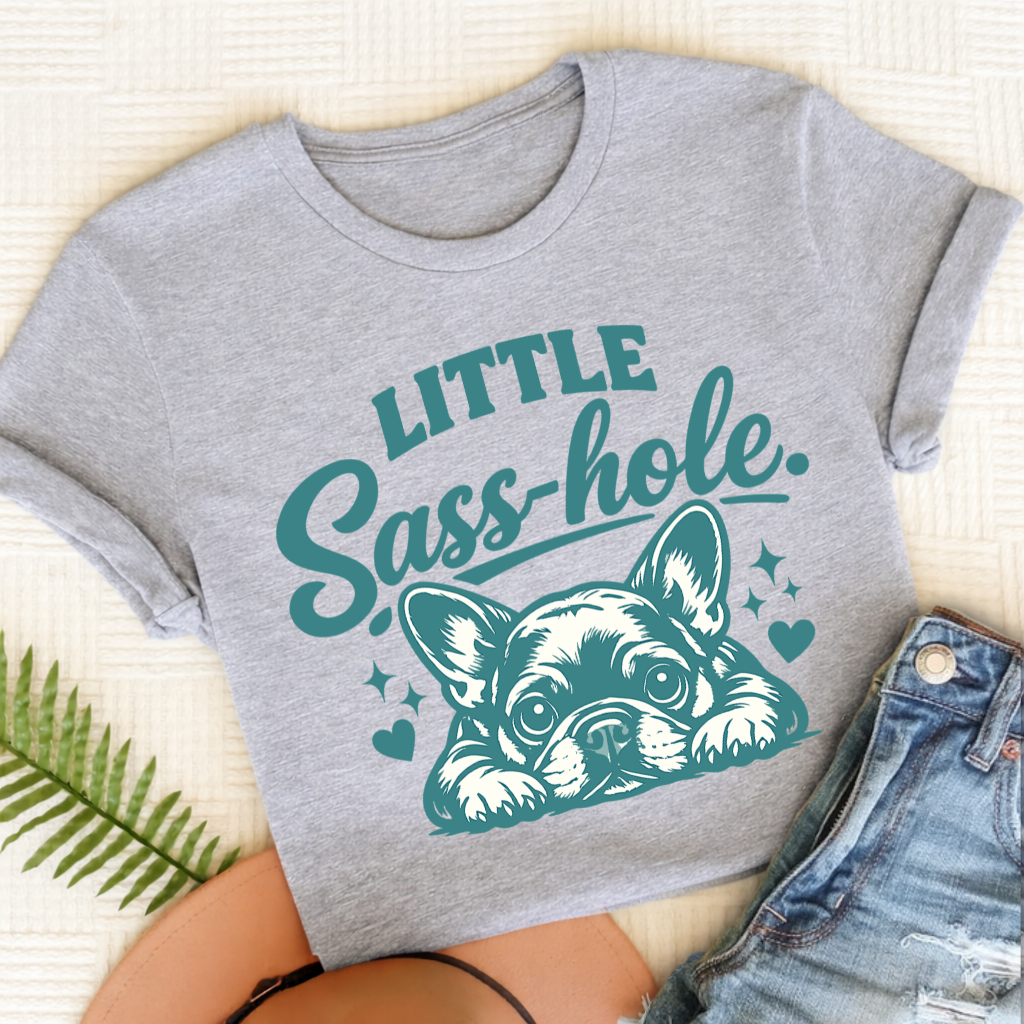 French Bulldog Sass Hole Unisex TShirt Sport Grey