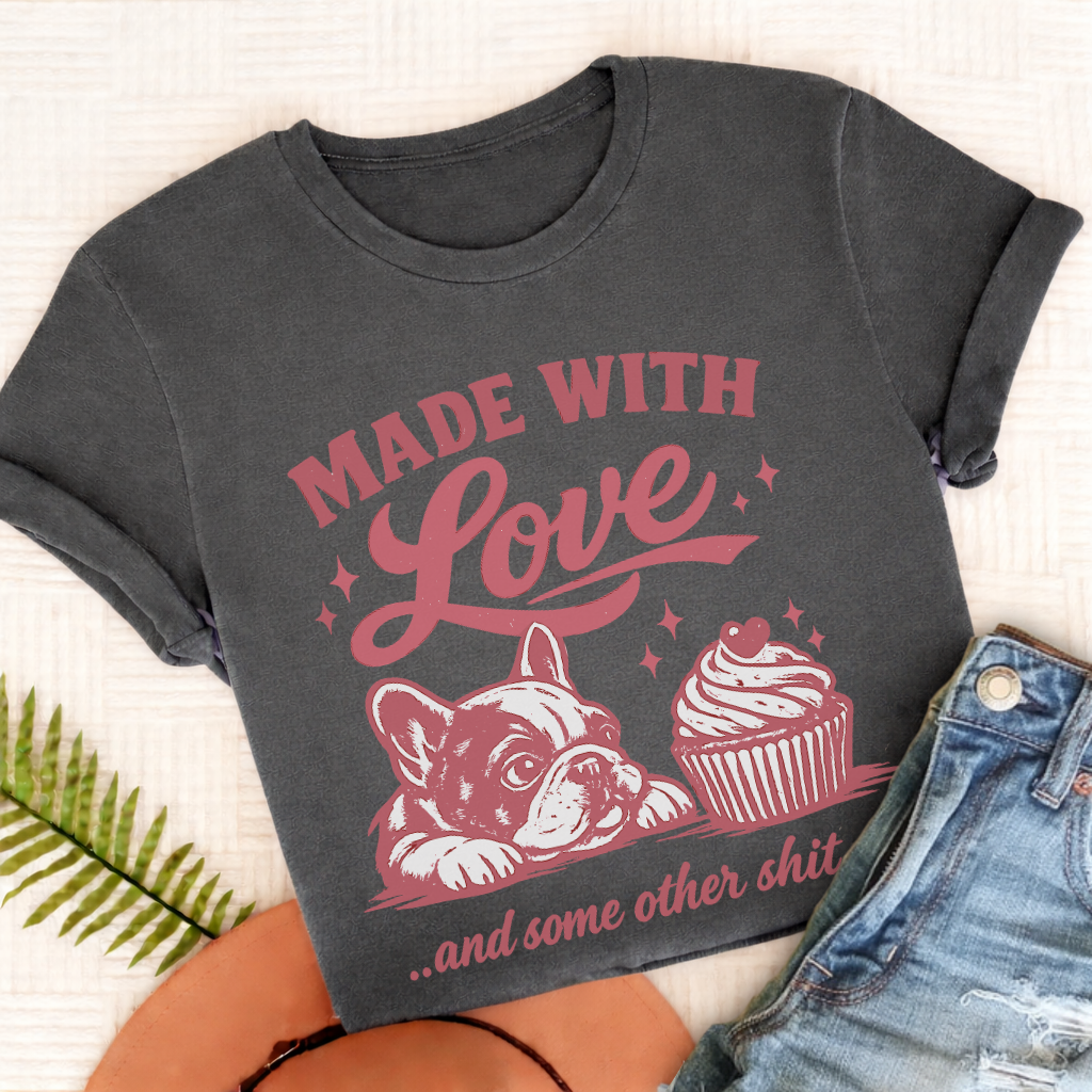 French Bulldog Made with Love Unisex TShirt Comfort Colors Pepper