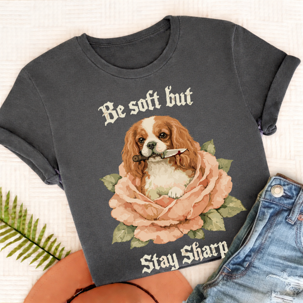 Personalized Cavalier Stay Sharp Unisex TShirt Comfort Colors Pepper