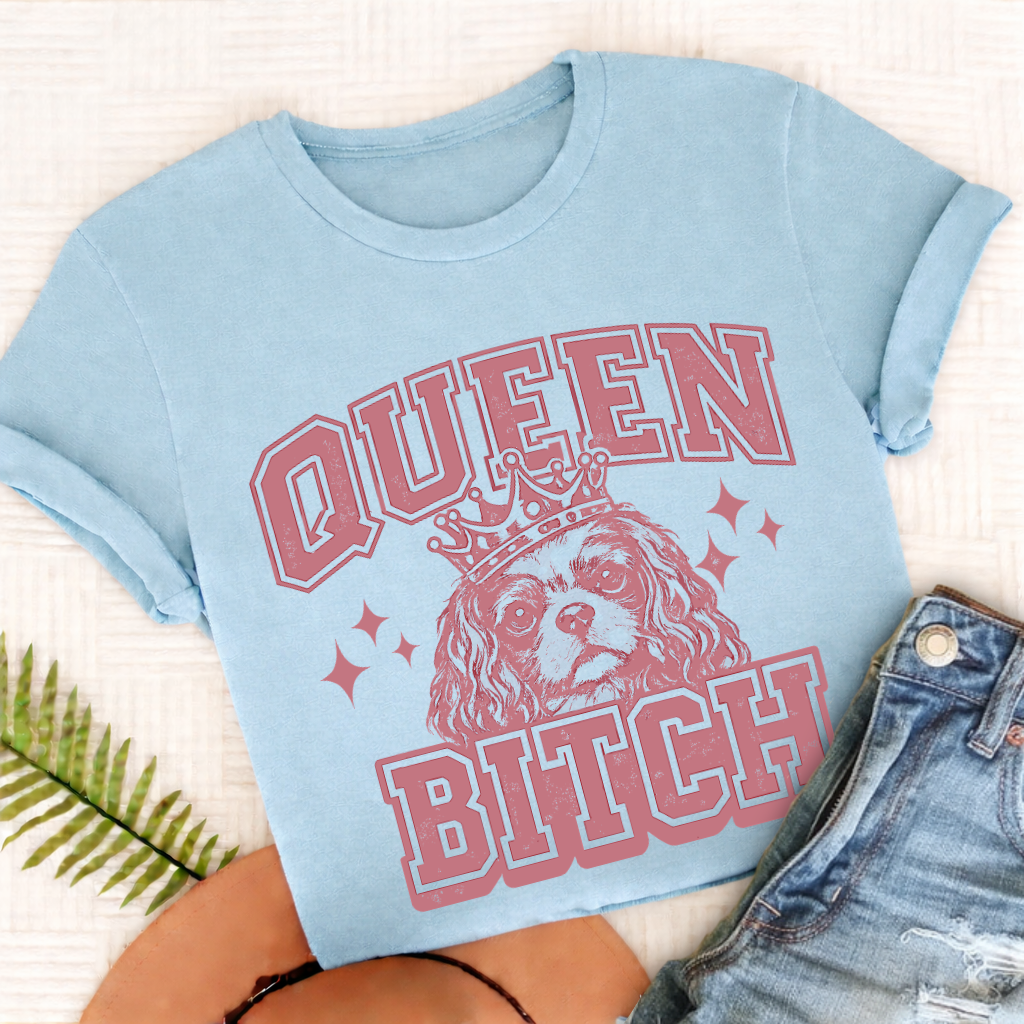 Cavalier Queen Bitch Unisex TShirt Comfort Colors Chambray