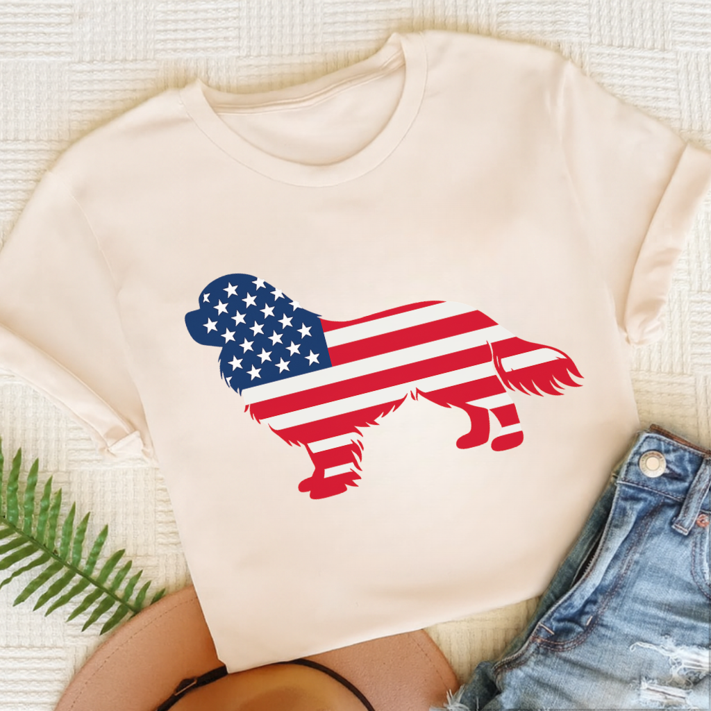 Cavalier American Flag Silhouette Unisex TShirt Natural