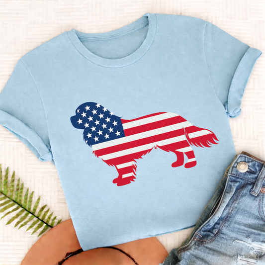 Cavalier American Flag Silhouette Unisex TShirt Comfort Colors Chambray