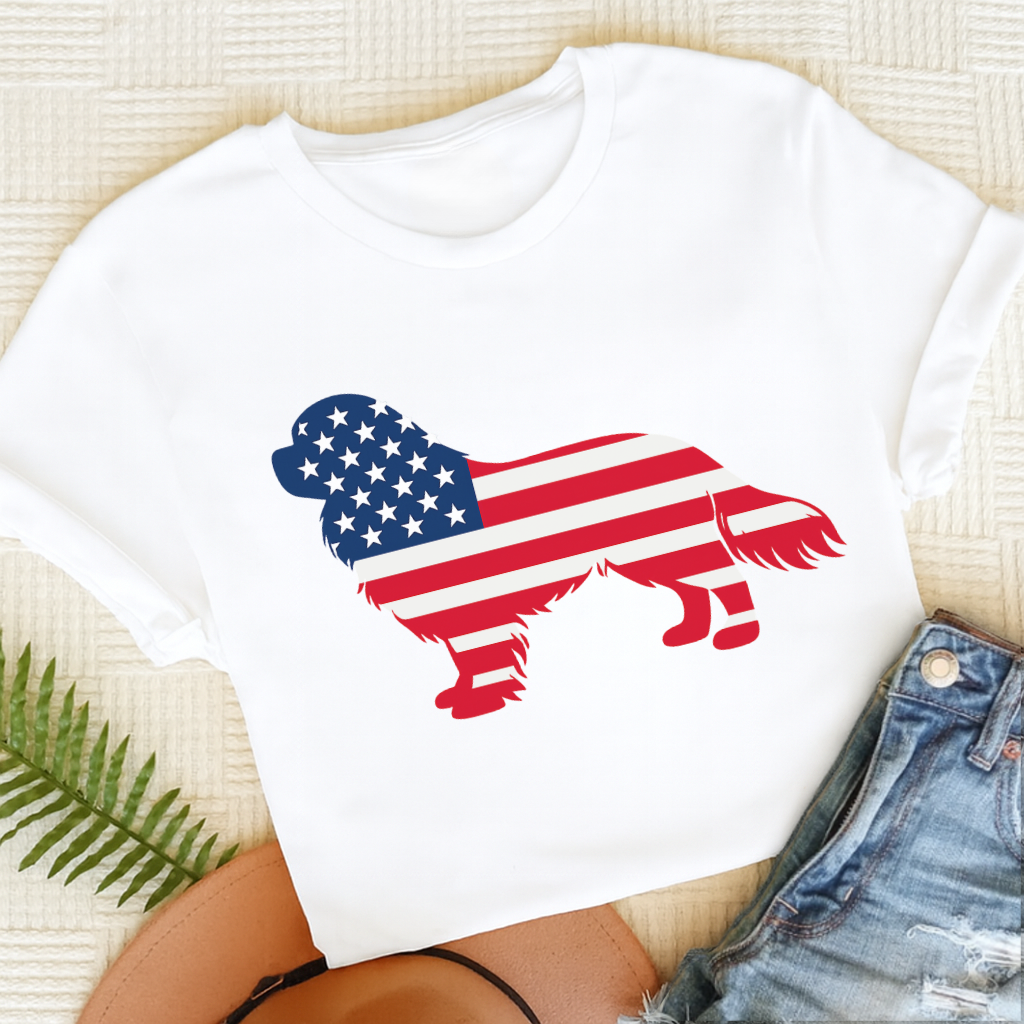 Cavalier American Flag Silhouette Unisex TShirt White