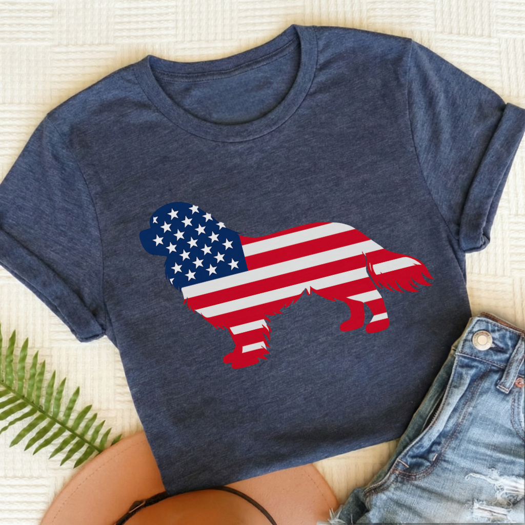 Cavalier American Flag Silhouette Unisex TShirt Heather Navy