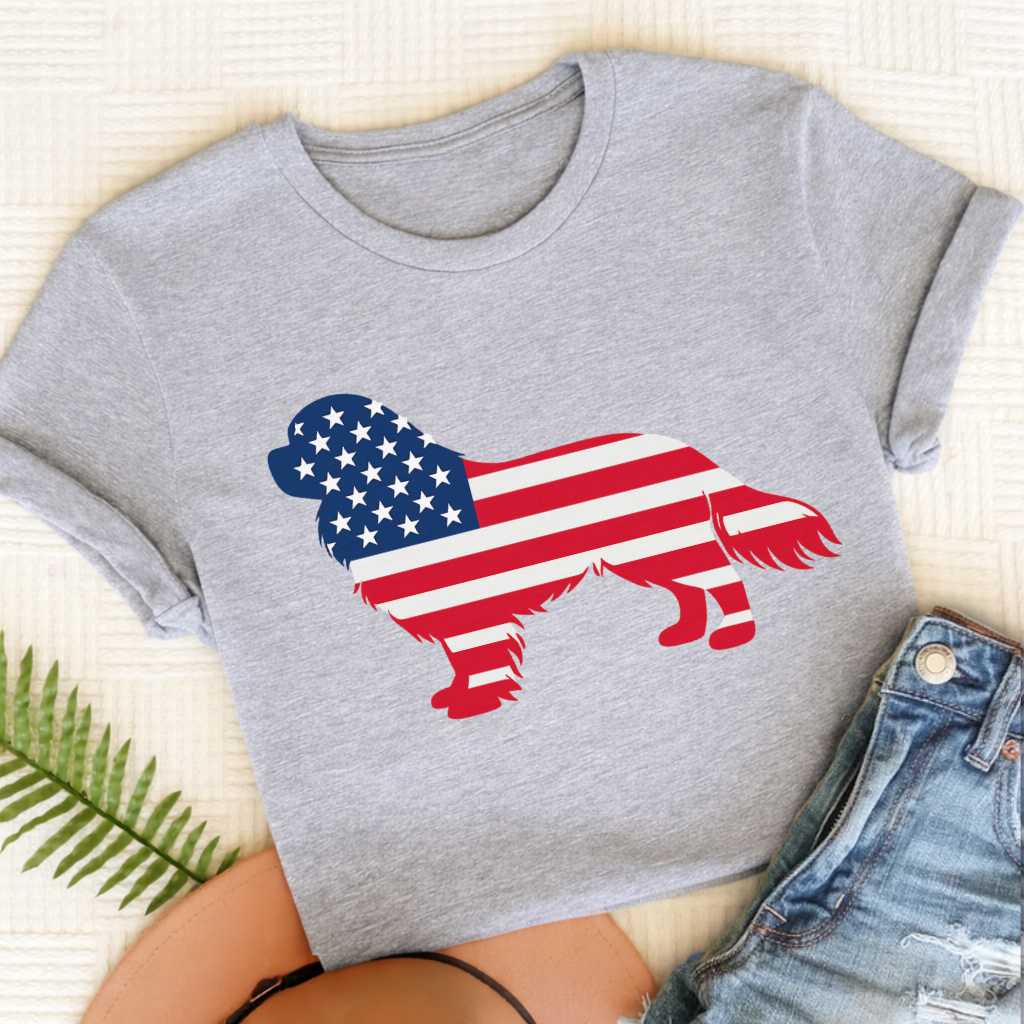 Cavalier American Flag Silhouette Unisex TShirt Sport Grey