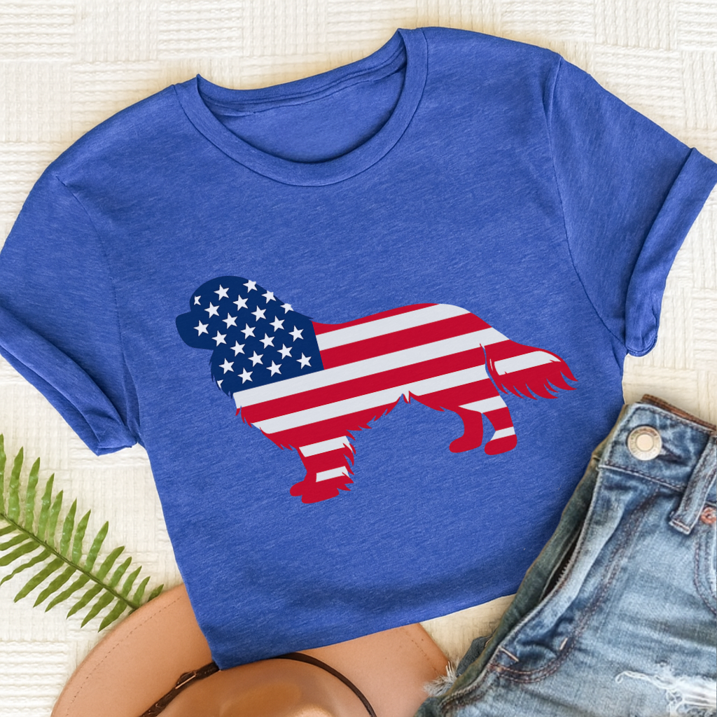 Cavalier American Flag Silhouette Unisex TShirt Heather Royal