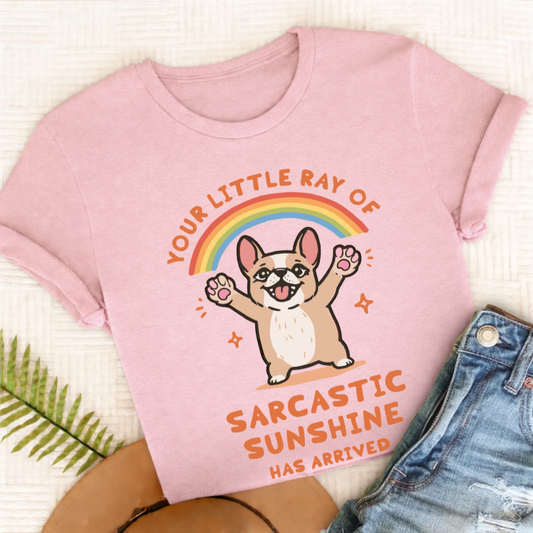 Personalized Frenchie Ray of Sunshine Unisex TShirt Comfort Colors Blossom