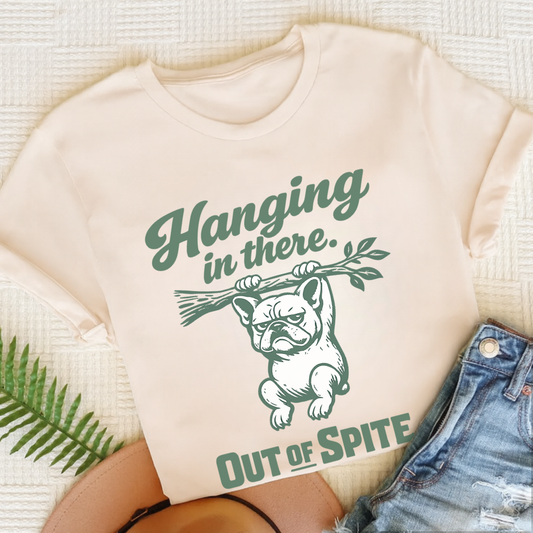French Bulldog Hanging In There Unisex TShirt Natural