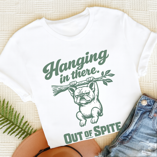French Bulldog Hanging In There Unisex TShirt White