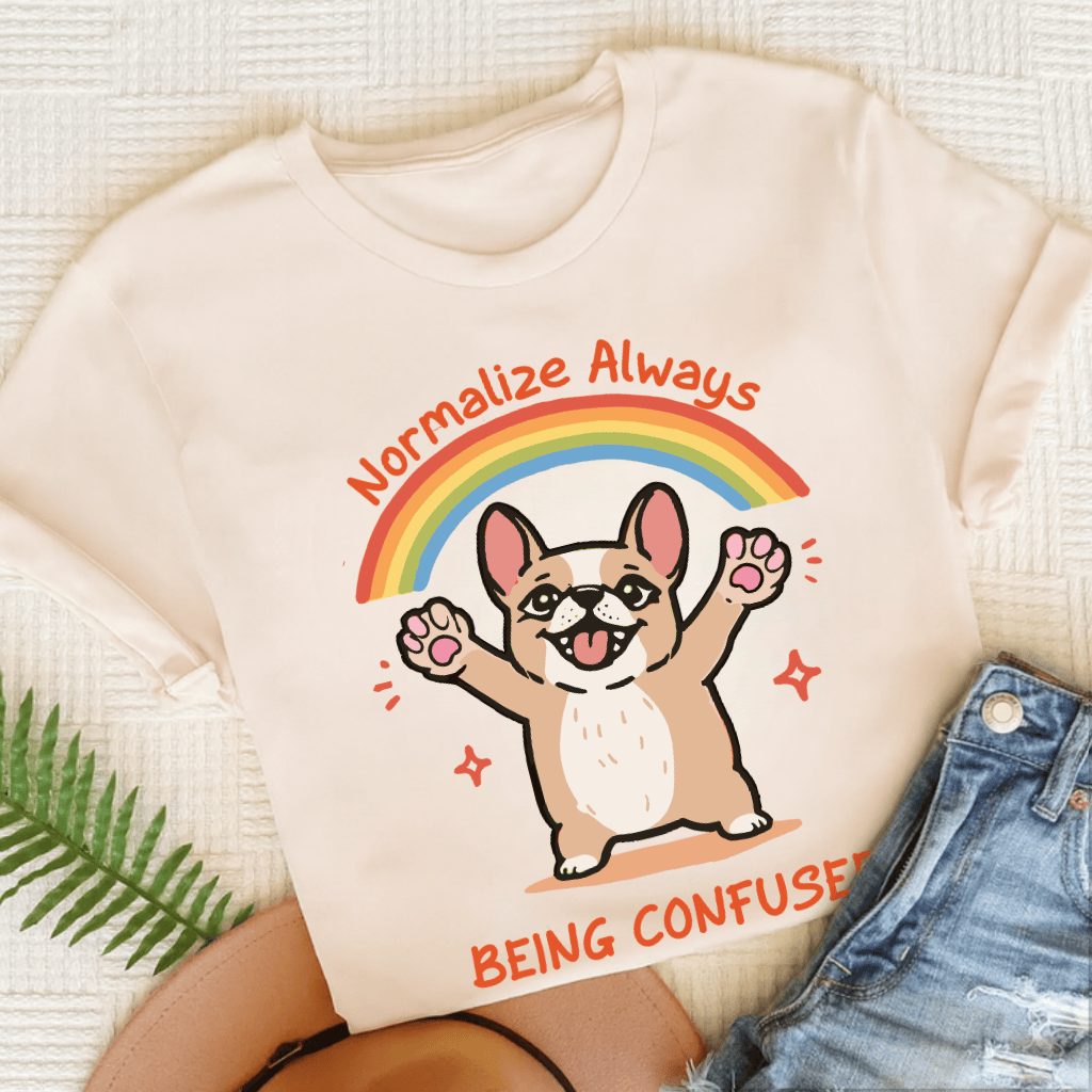 Personalized Frenchie Being Confused Unisex TShirt Natural