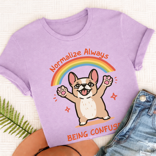 Personalized Frenchie Being Confused Unisex TShirt Comfort Colors Orchid