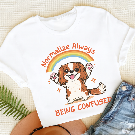 Personalized Cavalier Being Confused Unisex TShirt White