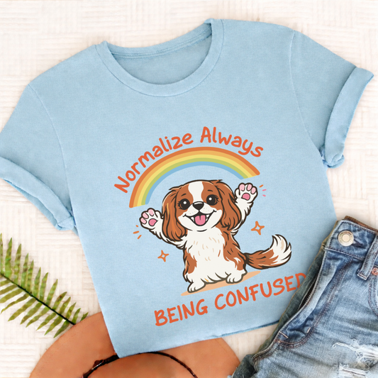 Personalized Cavalier Being Confused Unisex TShirt Comfort Colors Chambray