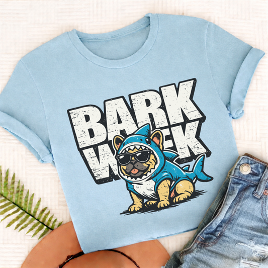 Personalized Frenchie Shark Week Unisex TShirt Comfort Colors Chambray