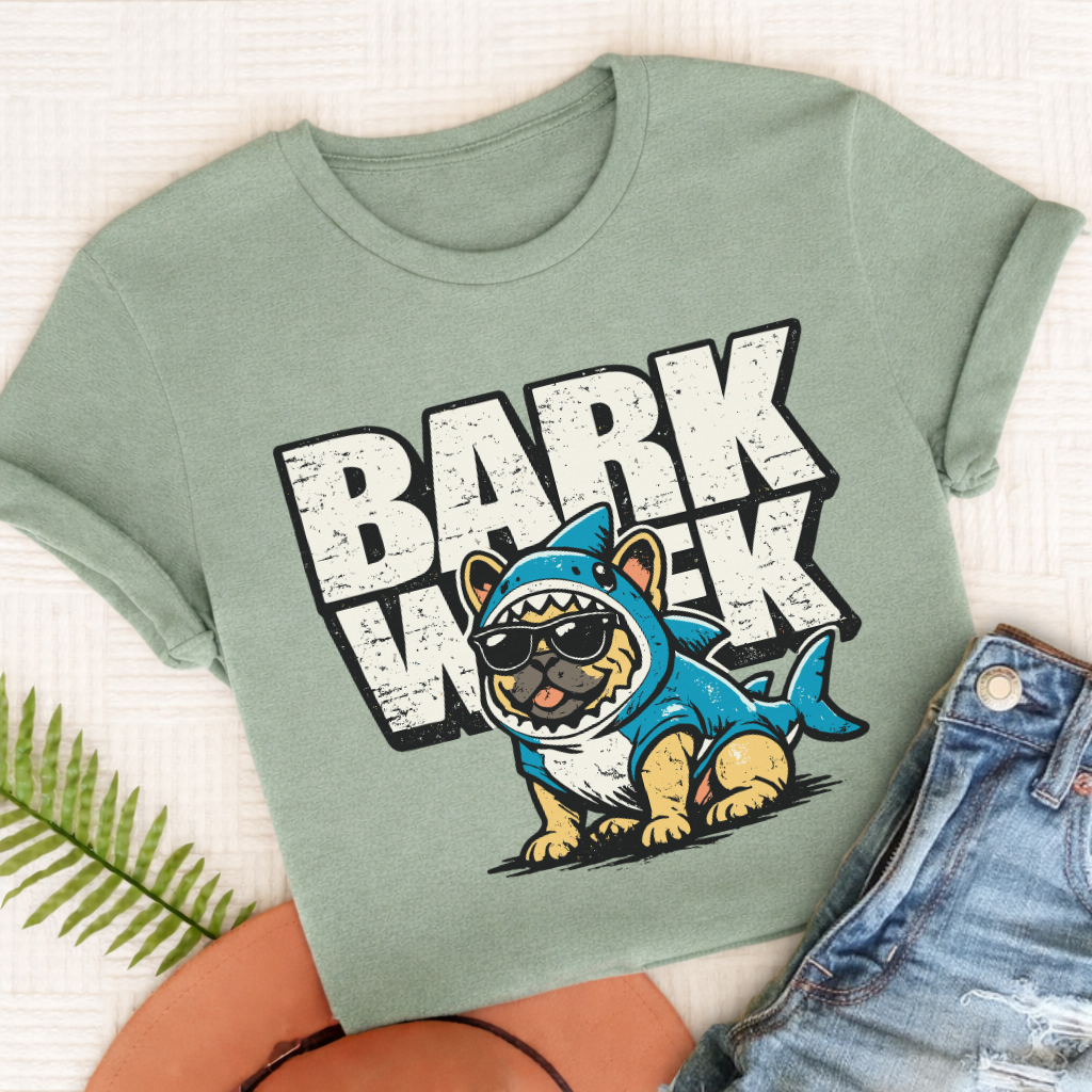Personalized Frenchie Shark Week Unisex TShirt Comfort Colors Bay