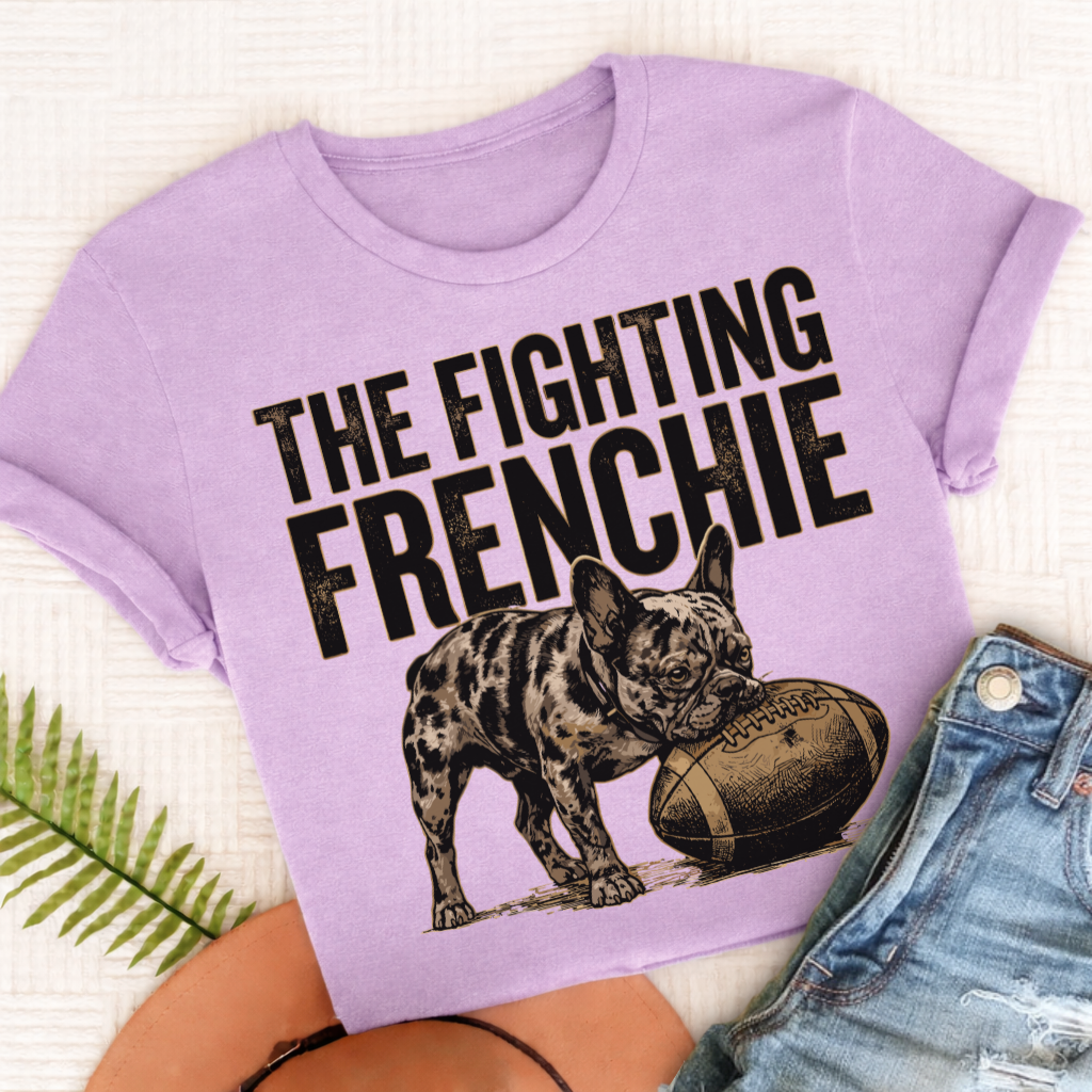 Personalized Frenchie Football Unisex TShirt Comfort Colors Orchid