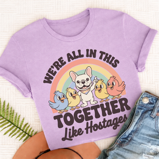 Personalized Frenchie Hostage Situation Unisex TShirt Comfort Colors Orchid