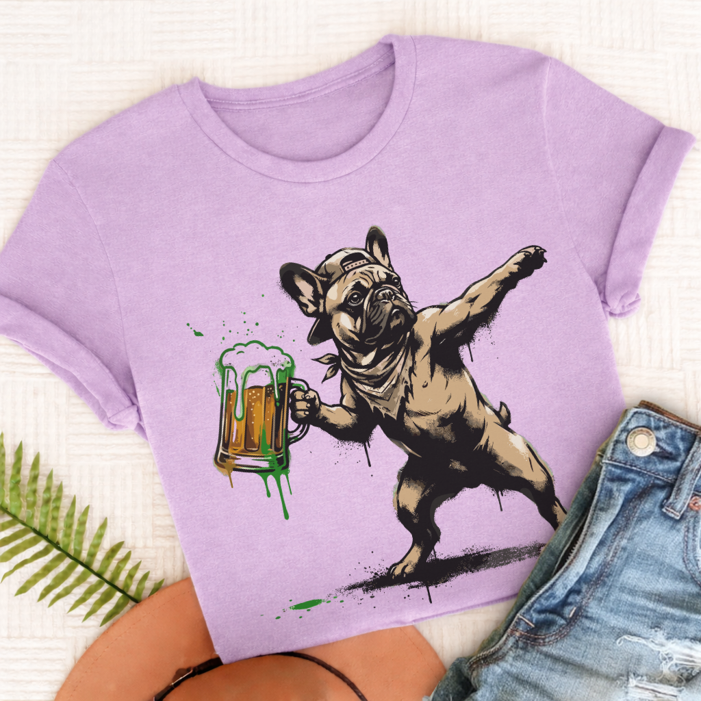 Personalized Frenchie Beer Launch Unisex TShirt Comfort Colors Orchid