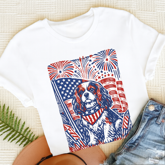 Cavalier 4th of July USA Unisex TShirt White