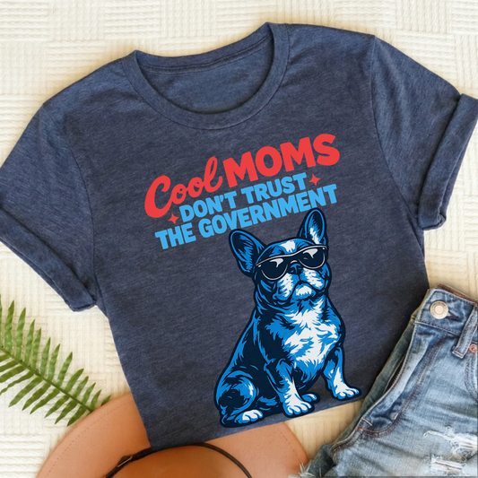 French Bulldog Cool Moms Government Unisex TShirt Heather Navy