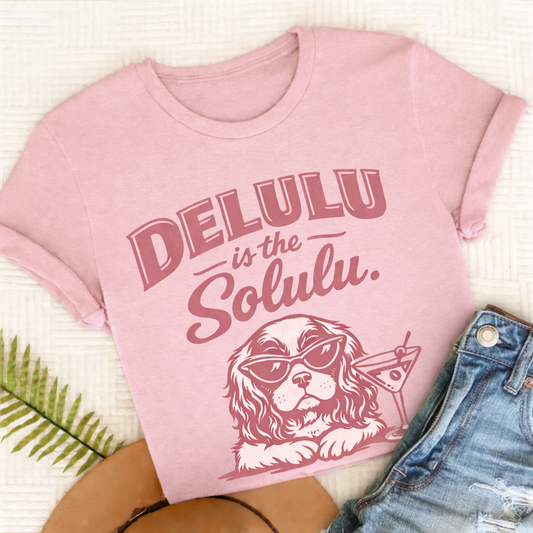 Cavalier Delulu Solulu Unisex TShirt Comfort Colors Blossom