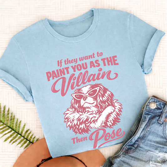 Cavalier Paint the Villain Unisex TShirt Comfort Colors Chambray
